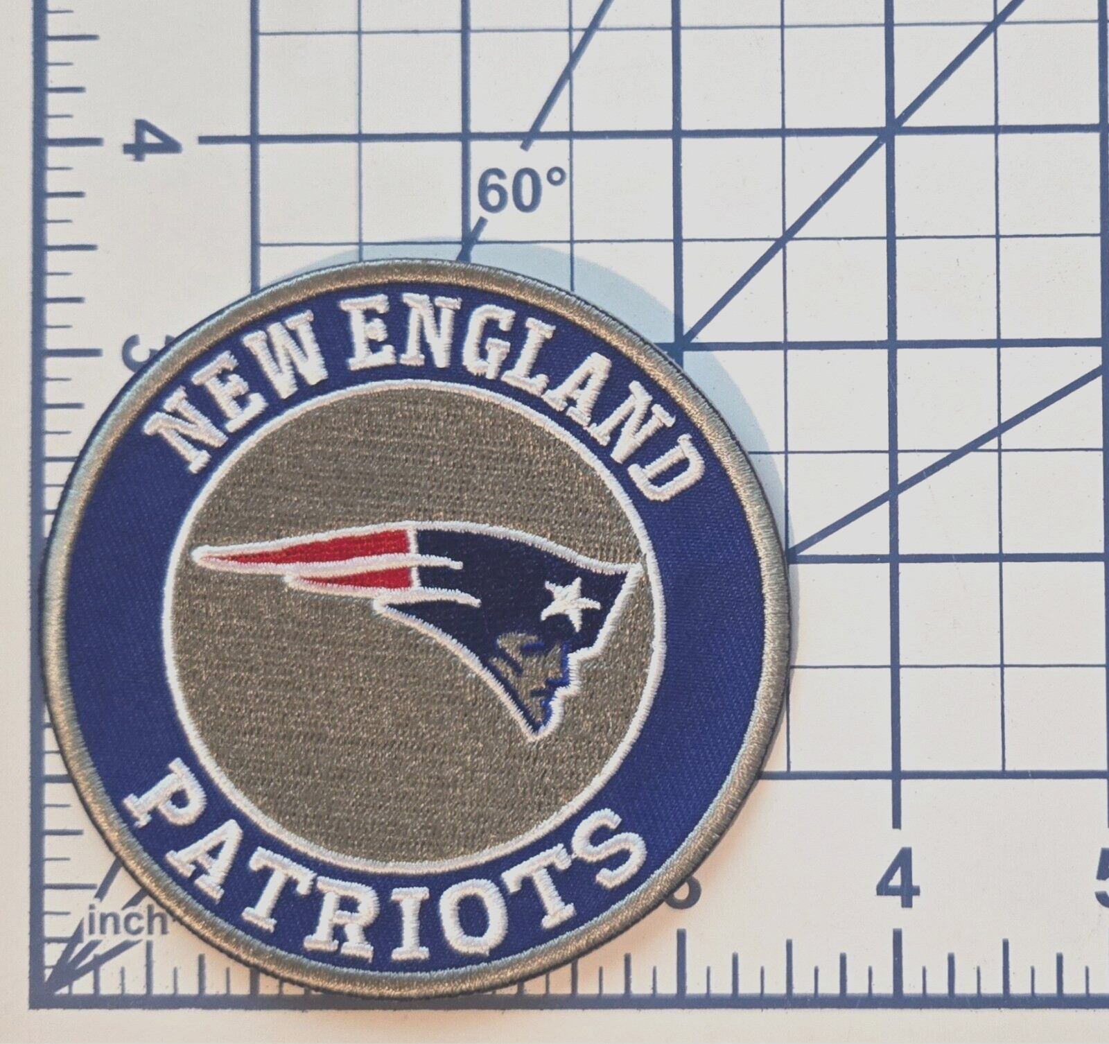 New England Patriots 3.5″ Round Iron On Embroidered Patch~ Free Tracking!