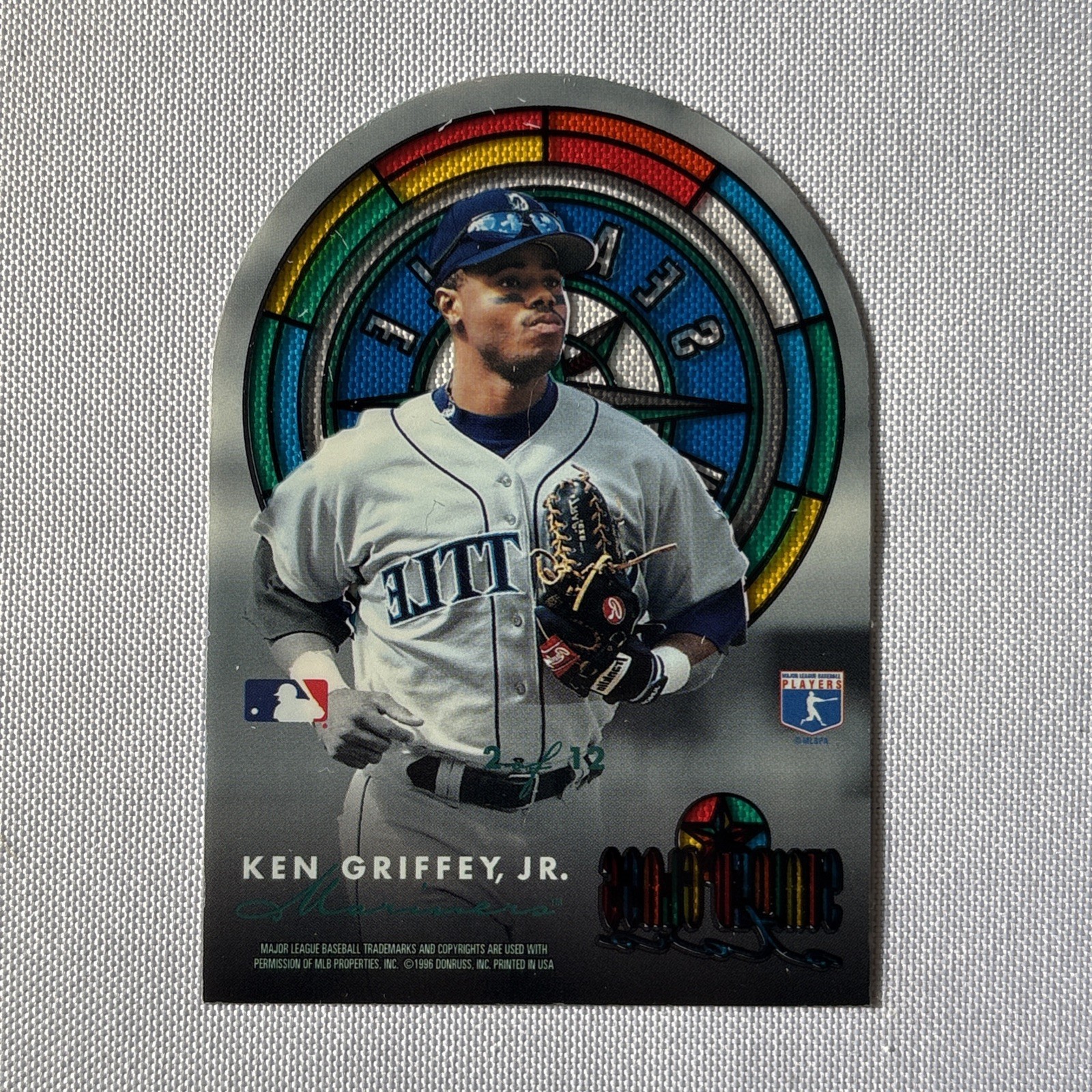 1996 Studio KEN GRIFFEY JR “STAINED GLASS STARS” SSP INSERT ACETAE DIE CUT 2/12