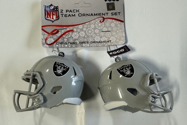 Las Vegas Raiders Helmet – 2 pack Plastic Christmas Tree Holiday Ornament Logo