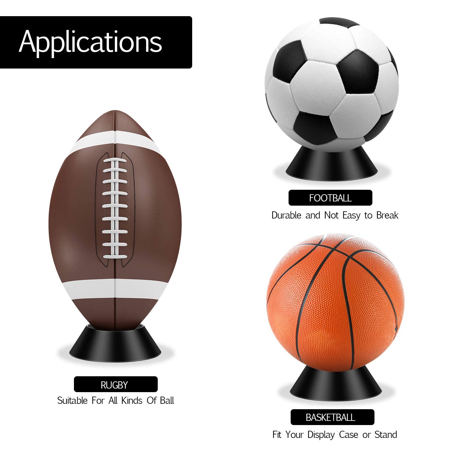 6 Memorabilia Ball Display Stand Holder Soccer Basketball Football Volleyball