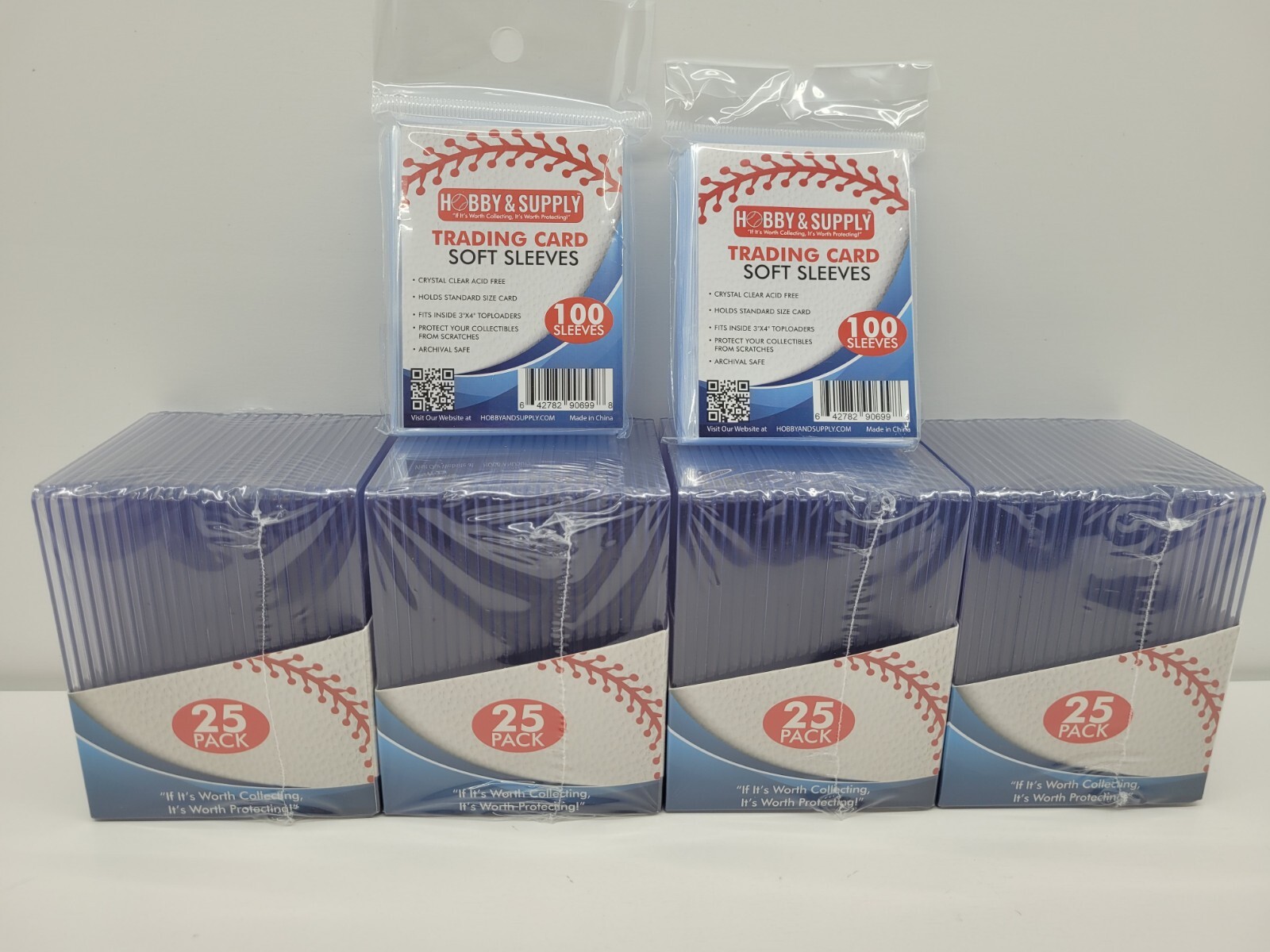 100 Thick Top Loader 100 point 2.5mm Card Holder 3×4 inch and 200 Soft Sleeves