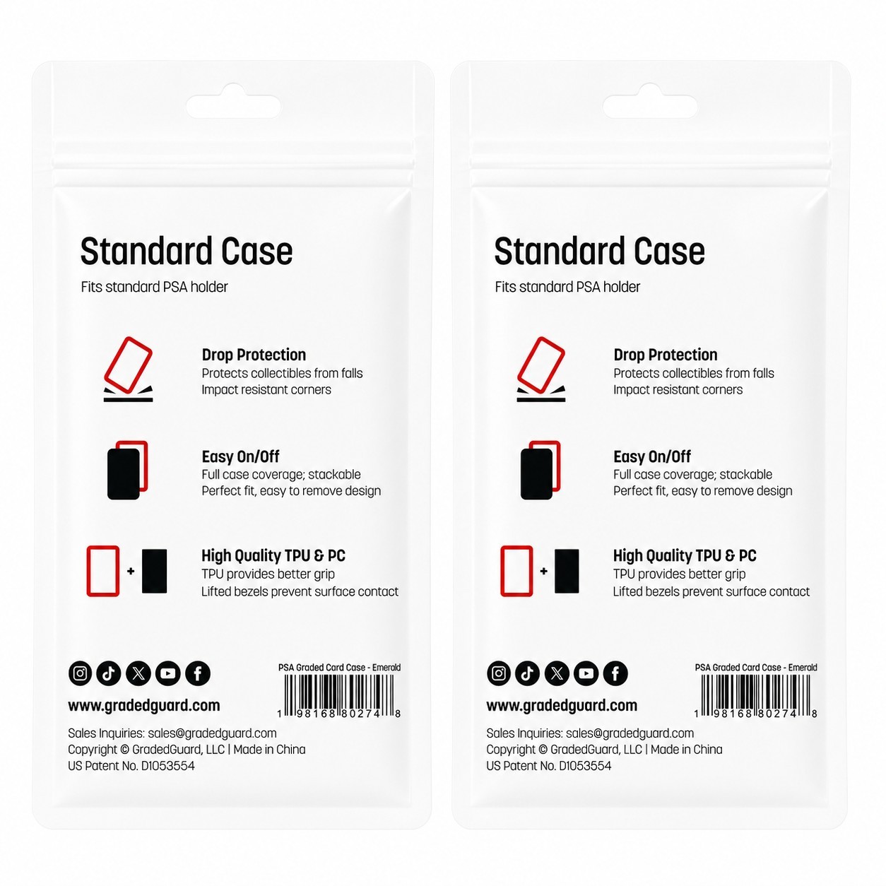 (2) Emerald GradedGuard PSA Graded Card Jewel Case Guard Protector Stackable