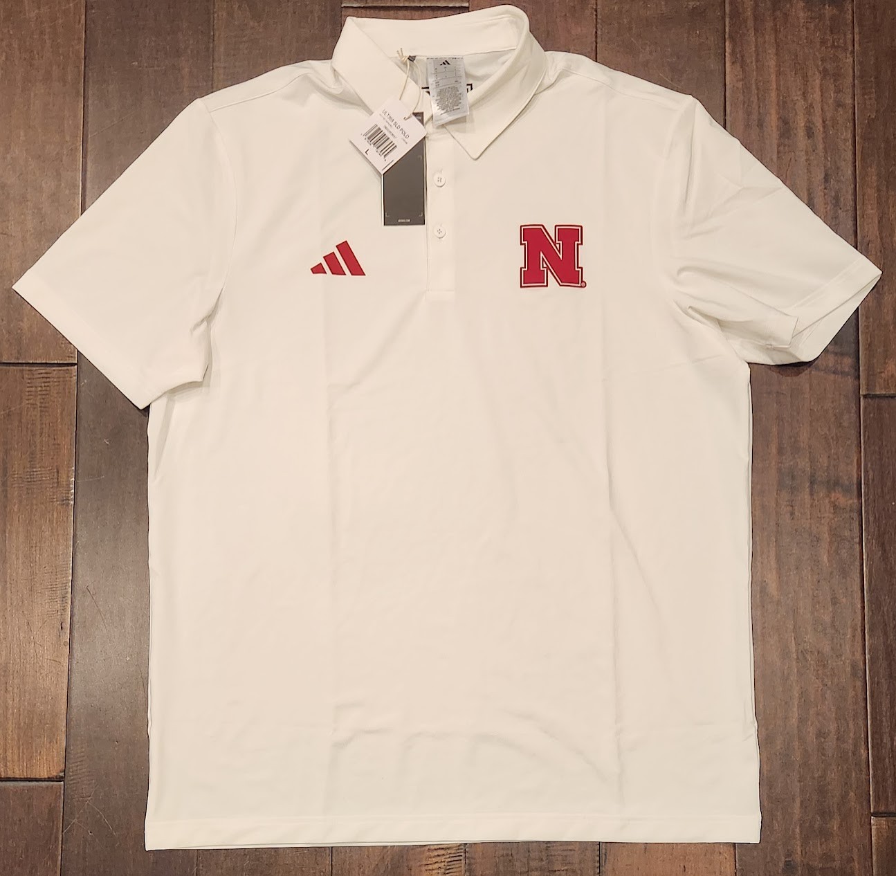 Adidas Nebraska Cornhuskers Sideline White Polo Shirt Men’s Large