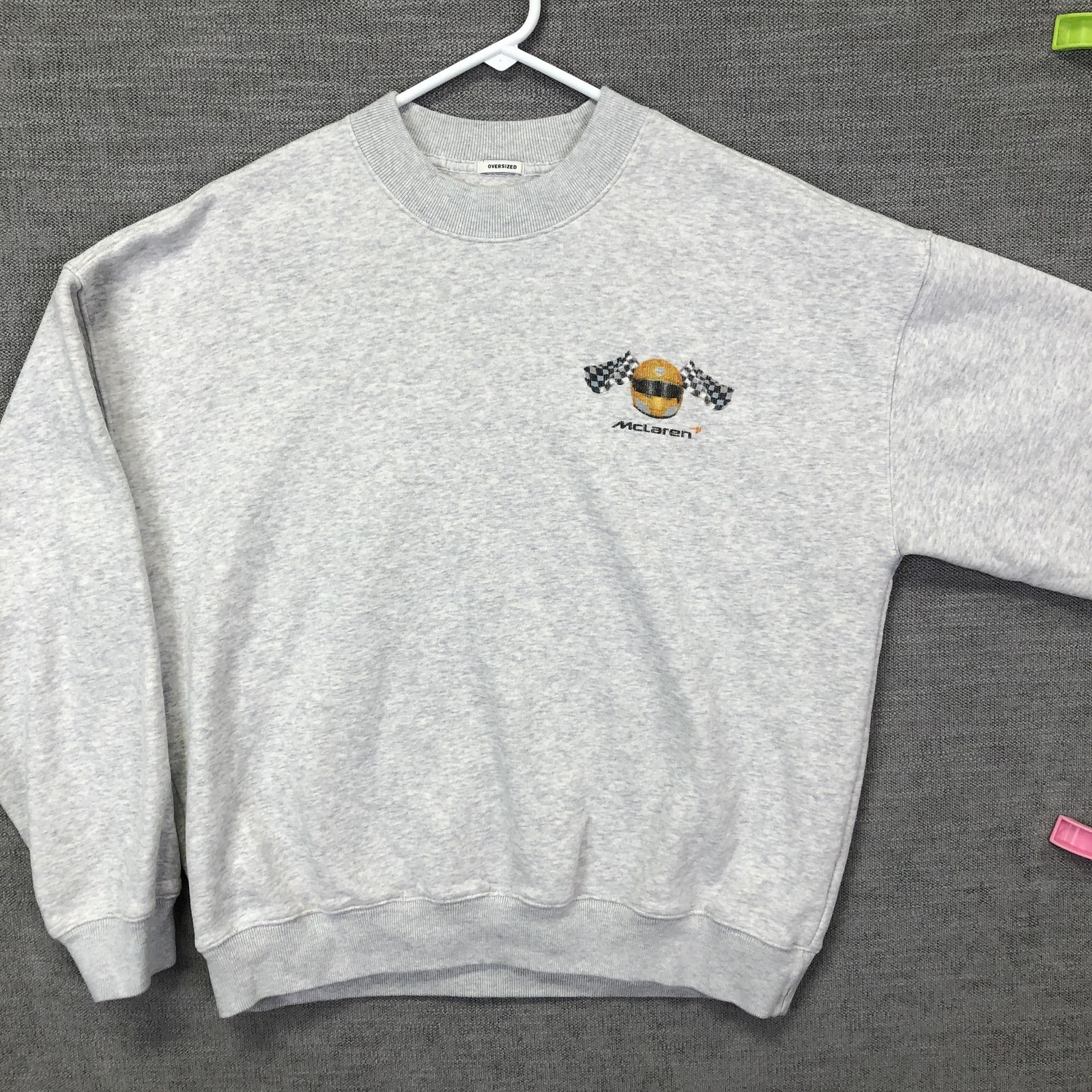 McLaren Formula 1 Team Sweatshirt Mens S Gray Racing Oversized Crewneck
