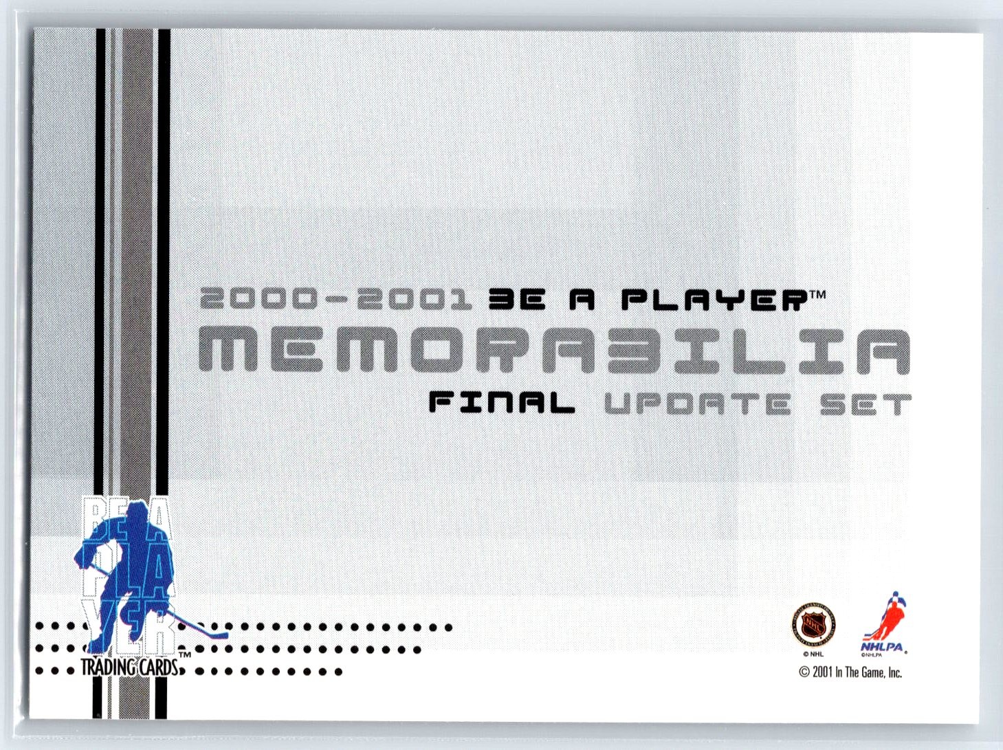 2000-01 Be a Player Memorabilia Final Update Title Card #