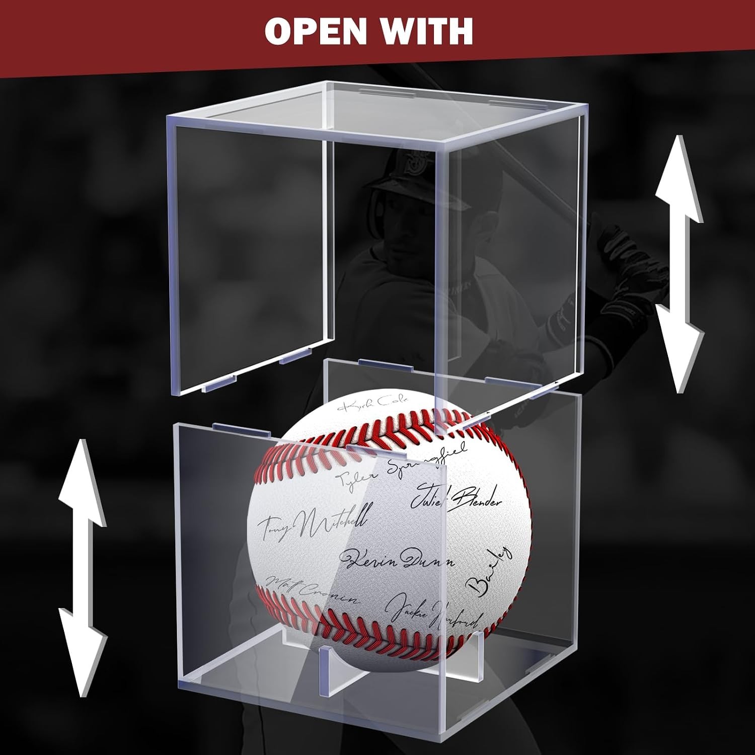 baseball display case, baseball holder display case, acrylic uv protected case