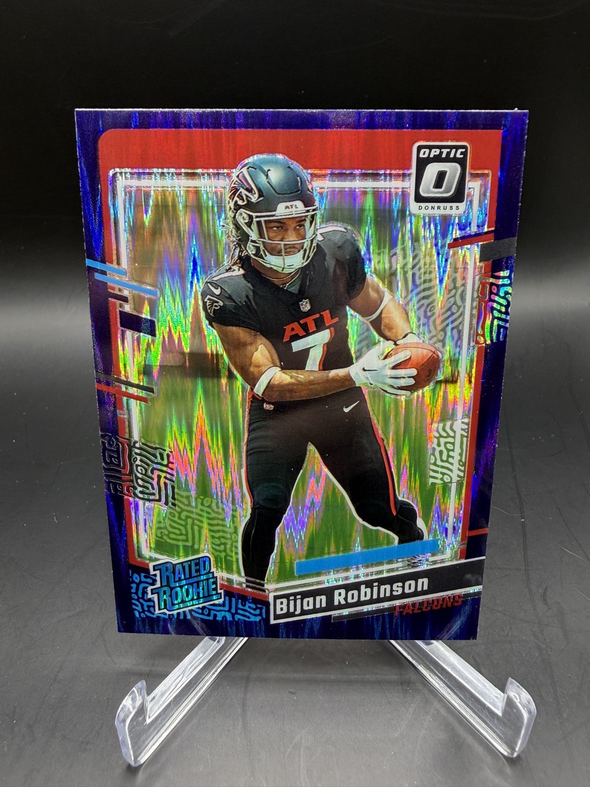 2023 Panini Donruss Optic – Rated Rookie Bijan Robinson #206 Purple Shock Prizm