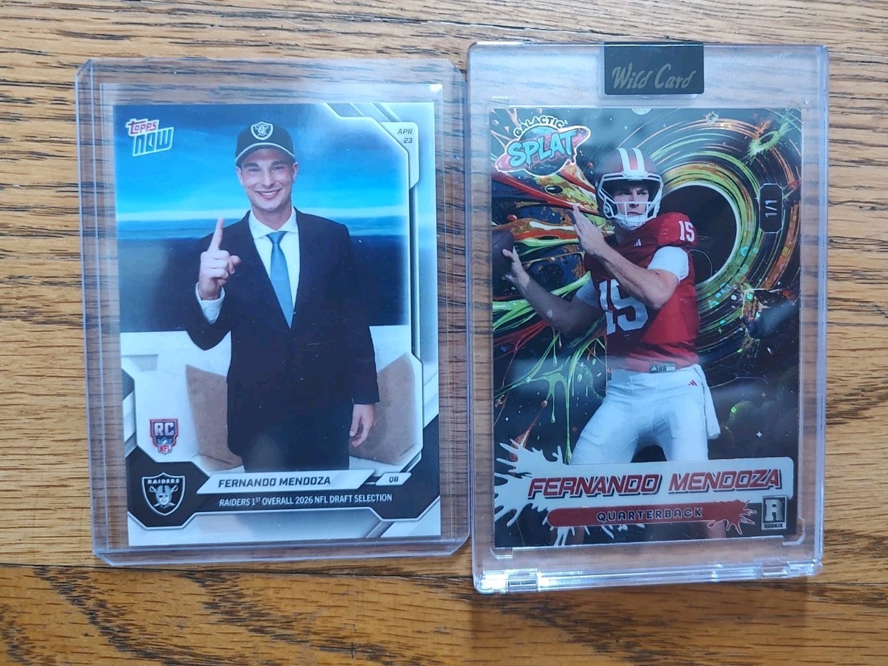 Wild card galactic SPLAT Fernando Mendoza 1/1 & 2026 Topps Now FMEN RC