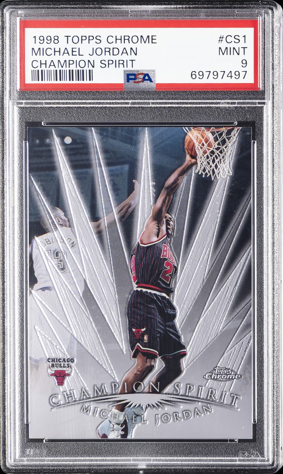 1998 TOPPS CHROME CHAMPION SPIRIT #CS1 MICHAEL JORDAN PSA 9