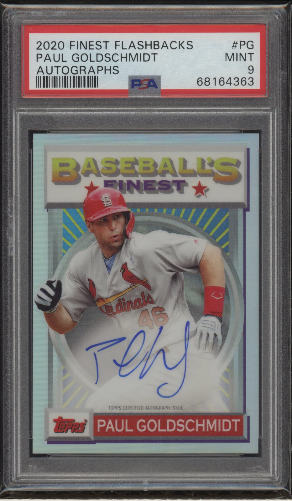 2020 Finest Flashbacks Autograph PG Paul Goldschmidt PSA 9 18/20 Cardinals