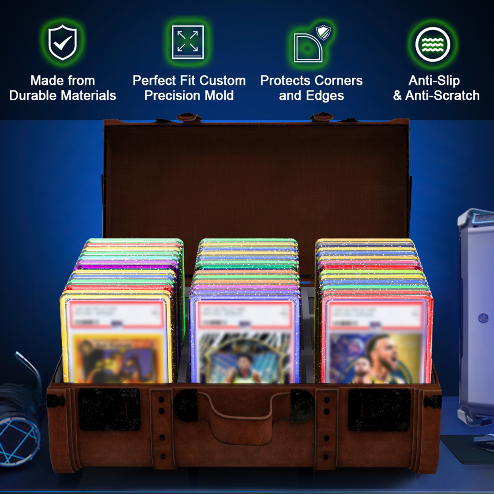 For PSA/CGC Gradient Glitter TPU Bumper Graded Card Slab Guard Protector Case