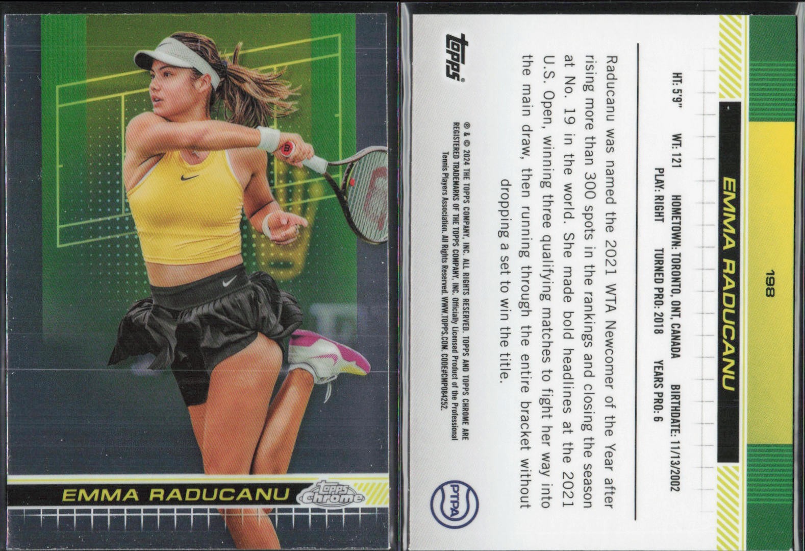 2024 Topps Chrome Tennis Base #198 Emma Raducanu