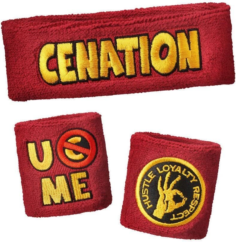 John Cena U Can’t See Me Red Gold Headband Wristbands Sweatbands Set