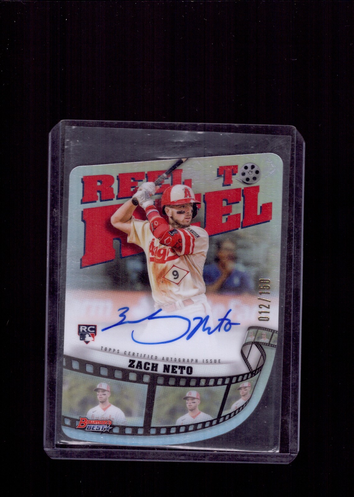 2023 Bowman’s Best #RTR-ZN Zach Neto Reel-to-Reel Die Cut Autographs #/150