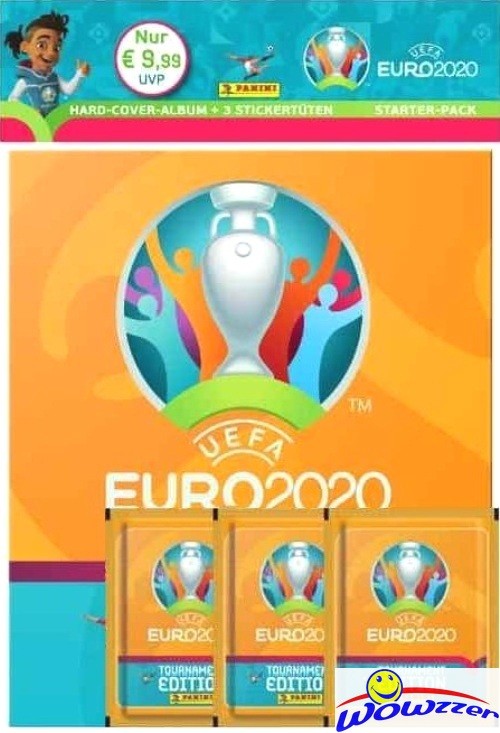 2020 Panini EURO Sticker Factory Sealed Starter Kit-HARDCOVER Album+4 Foil Packs