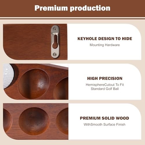 2-Pack Wooden Golf Ball Display Case – Wall Mount/Tabletop Holder for Collectors