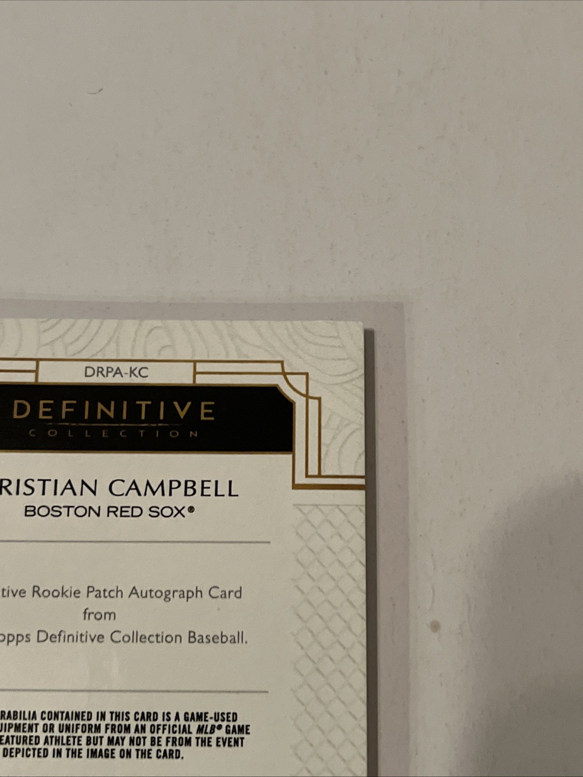 Kristian Campbell 2025 Topps Definitive Rookie Patch Auto DRPA-KC Red Sox 1/1