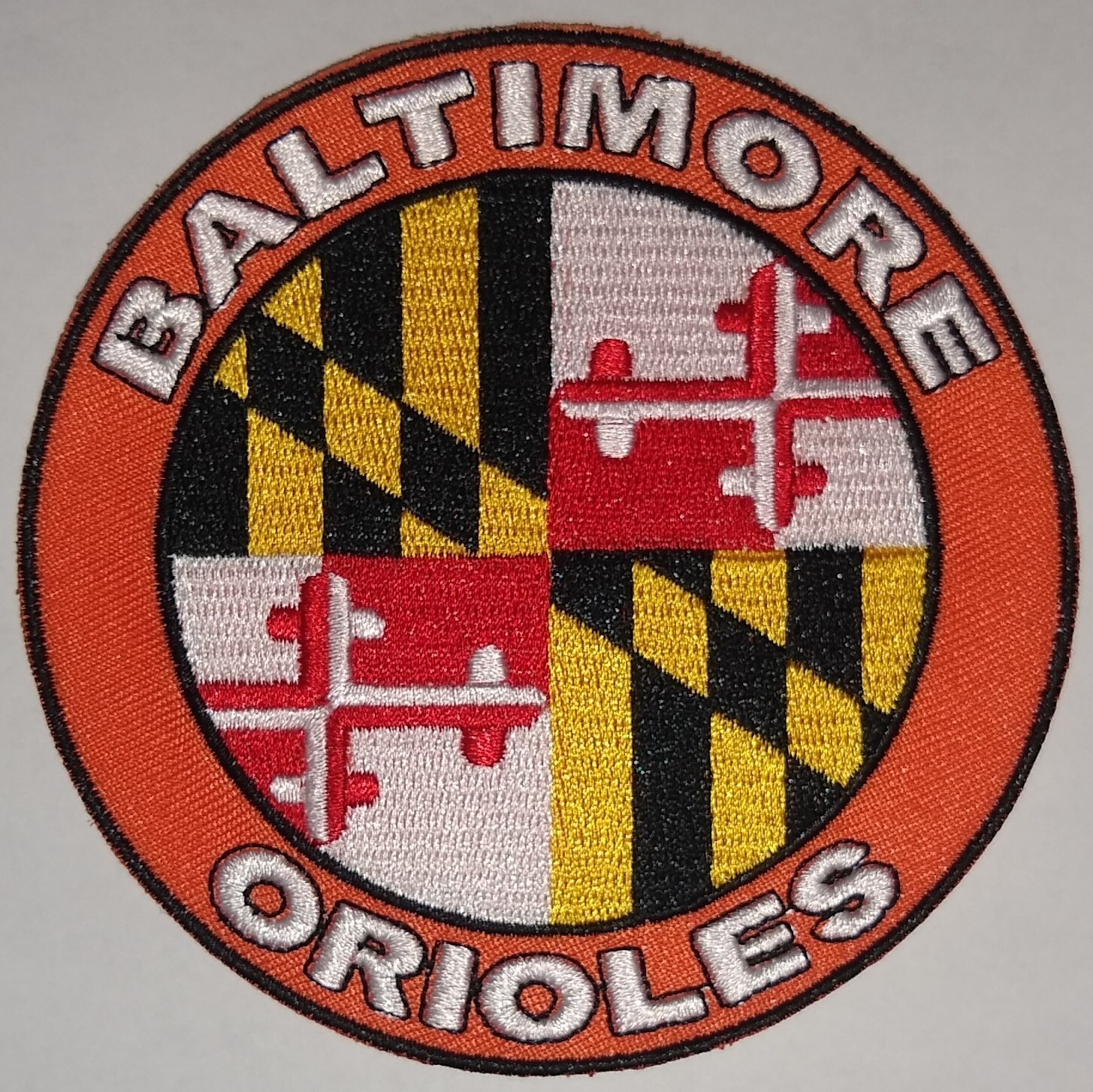 Baltimore Orioles~Maryland Flag~Embroidered PATCH~4″ Round~Iron or Sew On