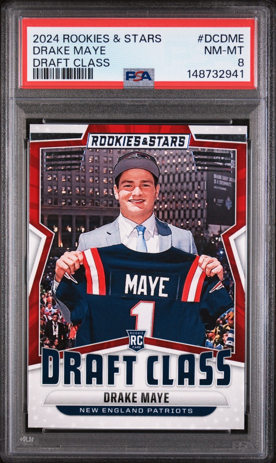 Drake Maye 2024 Rookies and Stars Draft Class Rookie PSA 8 RC