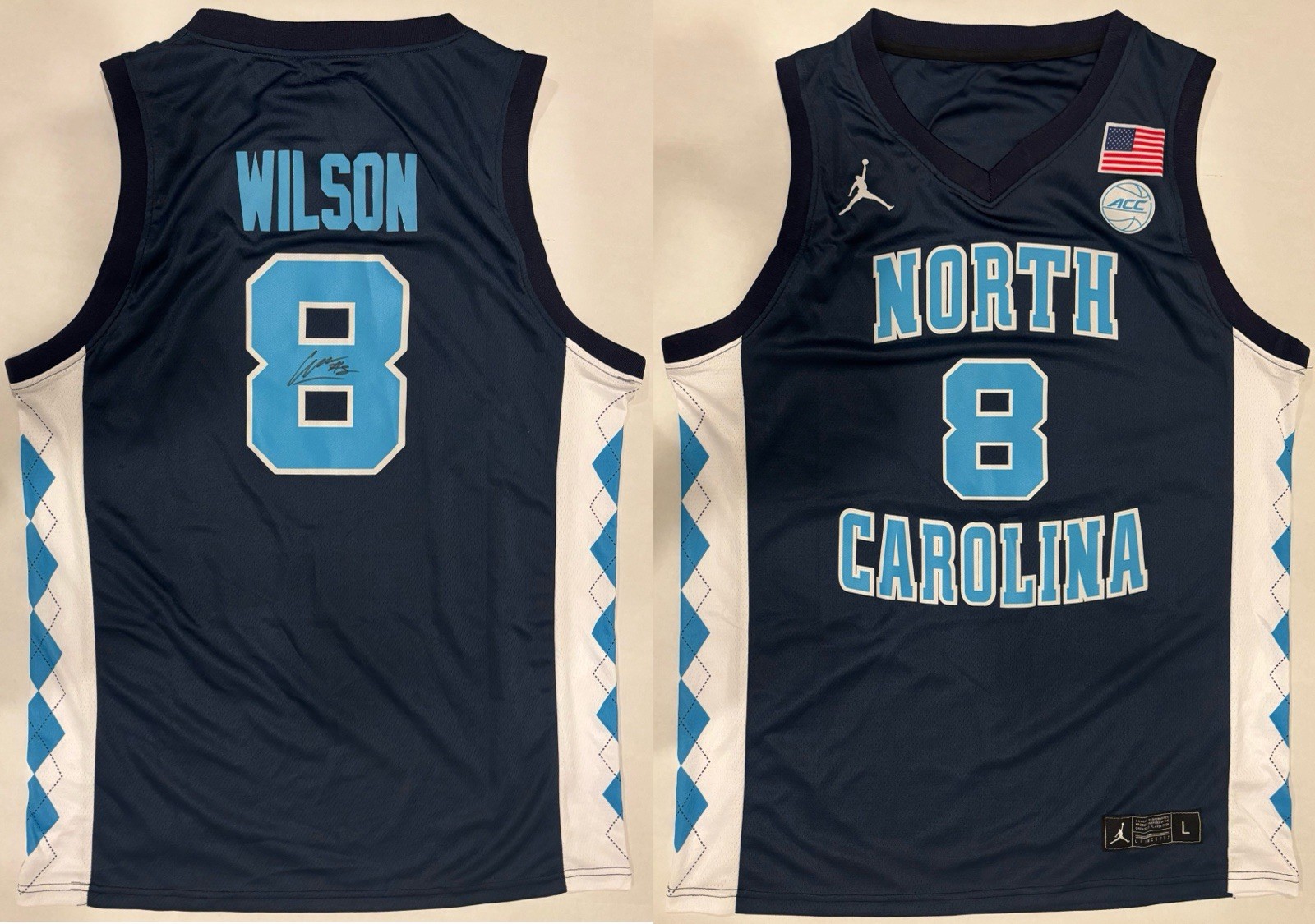 Caleb Wilson Autographed/Signed North Carolina Tar Heels Navy Jersey Exact Proof