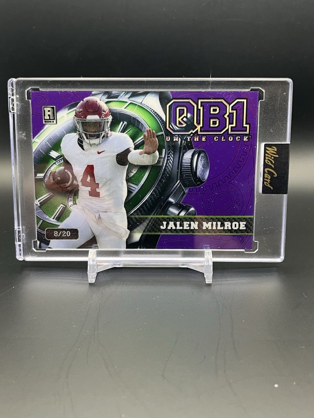 2024 Wild Card Qb1 On the Clock JALEN MILROE 8/20 Purple Foil Green Watch RC
