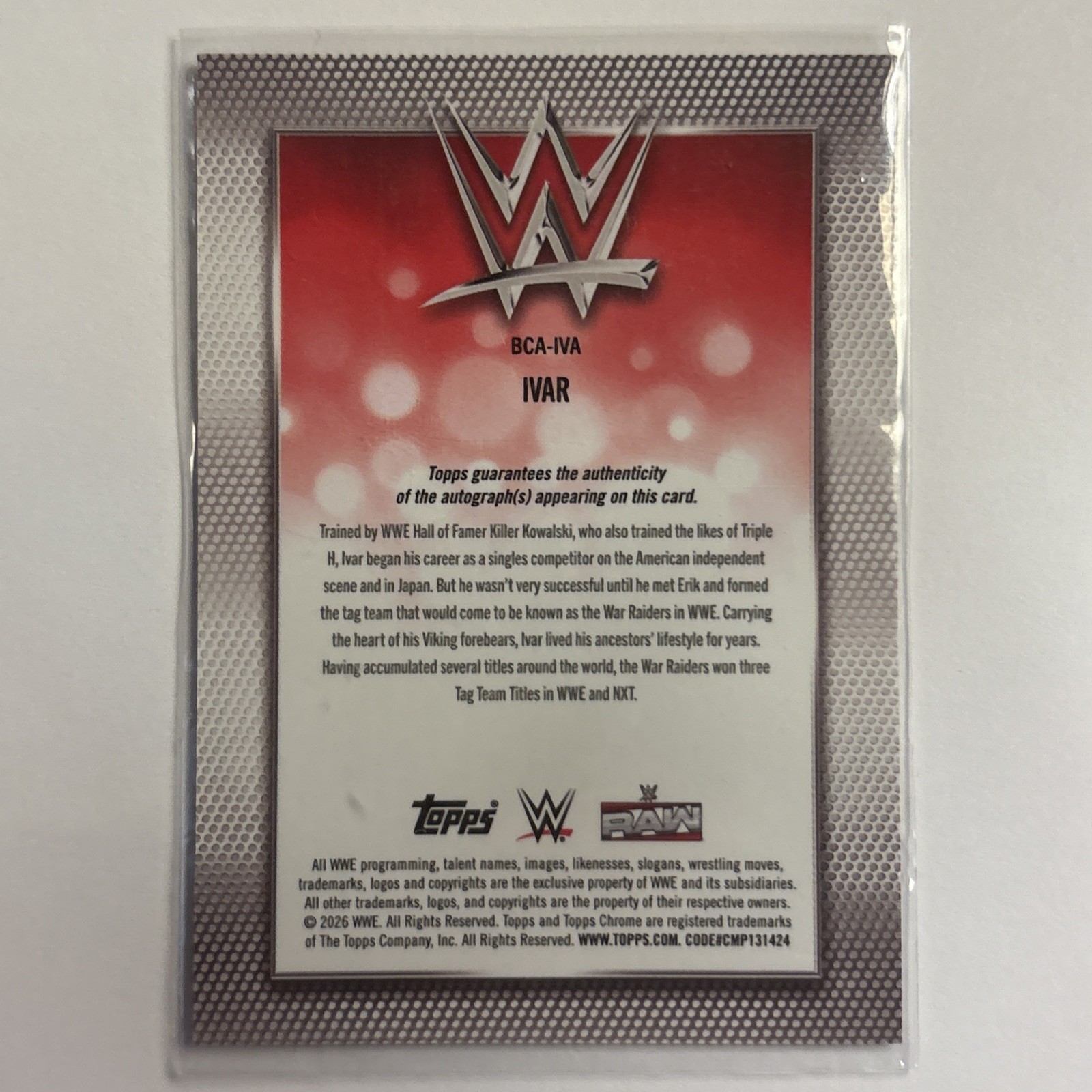 2026 Topps Chrome WWE Ivar Refractor Auto
