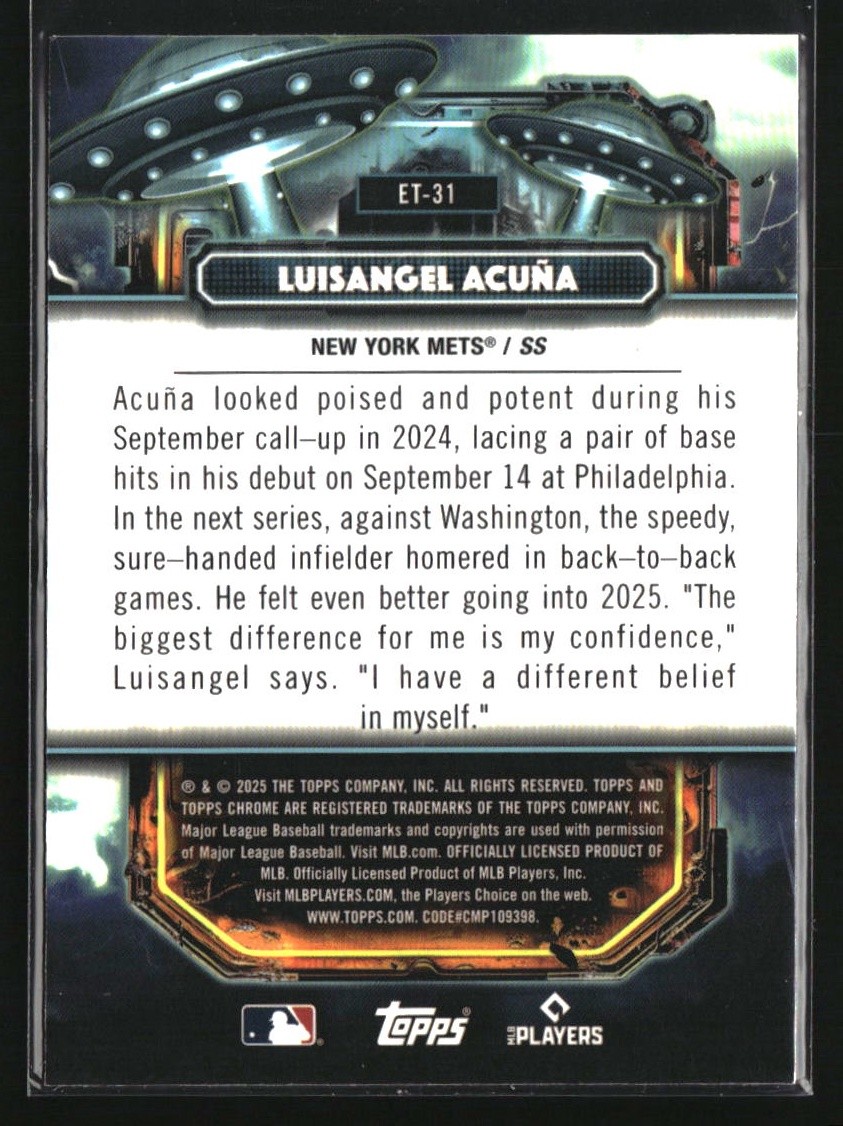 2025 Topps Chrome Cosmic Extraterrestrial Talent Luisangel Acuna #ET-31 Mets
