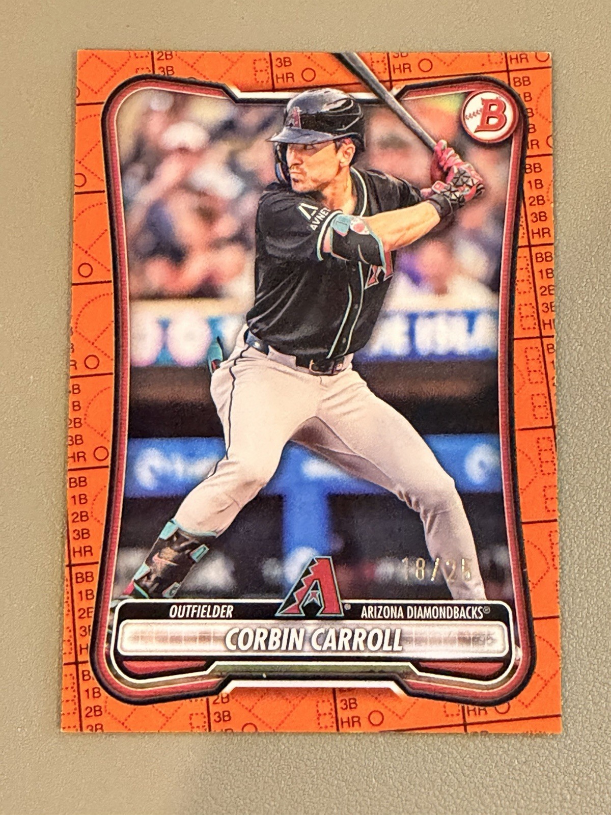 2026 Topps Bowman Paper Orange Pattern #80 Corbin Carroll #18/25 Diamondbacks