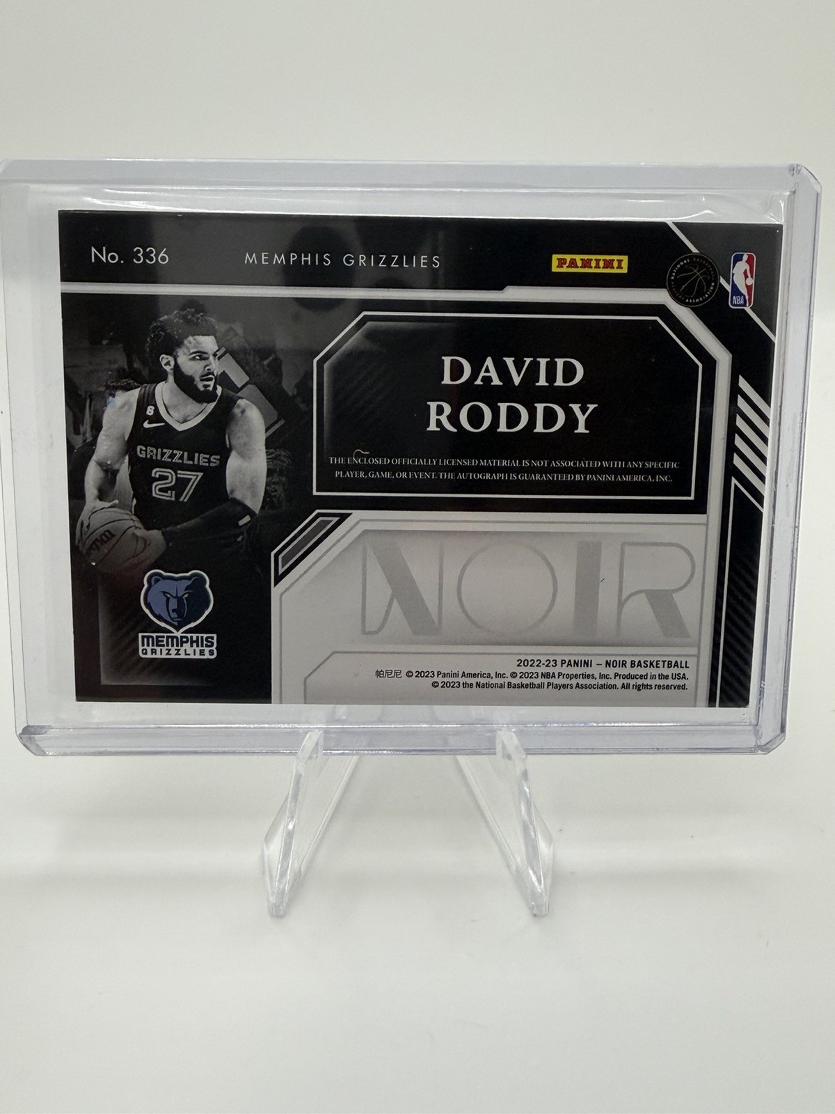 2022-23 Panini Noir – Rookie Patch Autographs Color David Roddy #376 /99