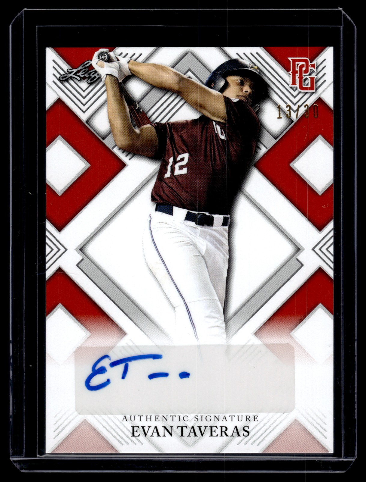 Evan Taveras 2023 Leaf Perfect Game Autograph Auto Card /30 #AU-ET1