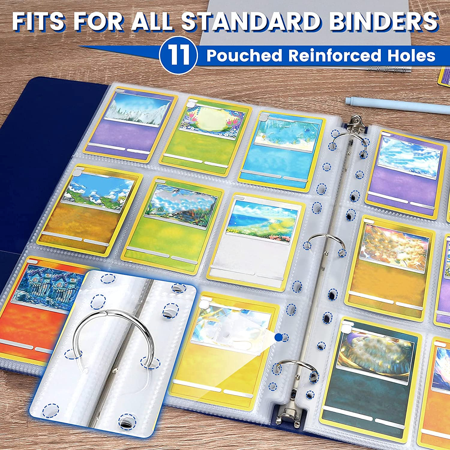 Trading Card Album Binder Protector Pages Sleeves 18 Pocket X 30 Sheets Baseball