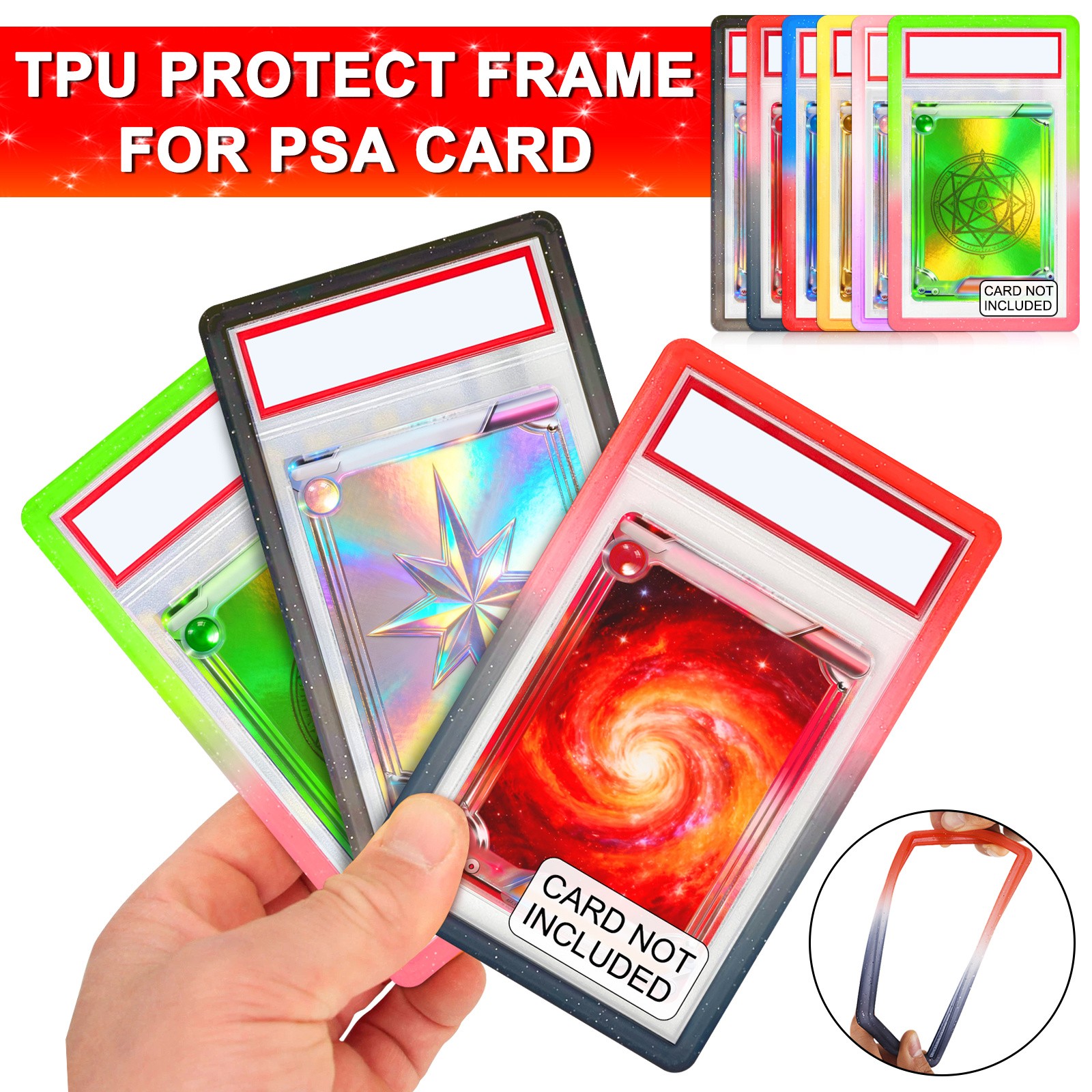 1/5/10x Gradient Slab Bumper Guard Protector TPU Stackable PSA Graded Cards