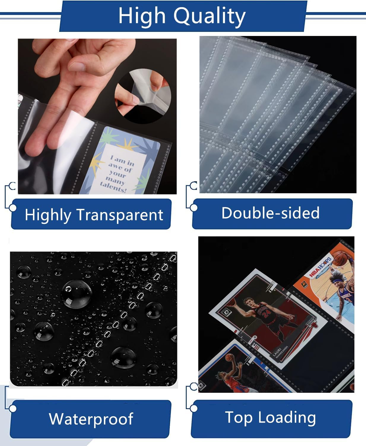 900 Pockets Card Sleeves Binder Sheets, Top Loading Trading Card Pages Sleeves,