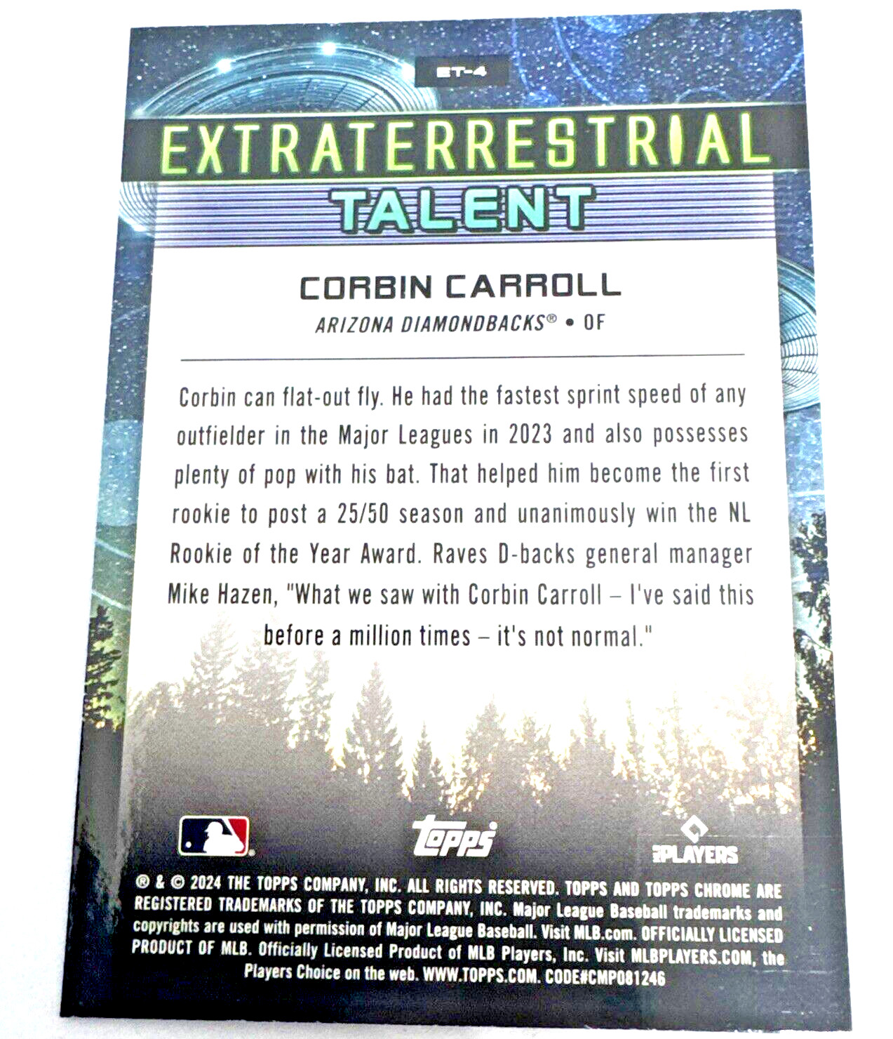 2024 Topps Cosmic Chrome #ET-4 Corbin Carroll Extraterrestrial Talent Refractor
