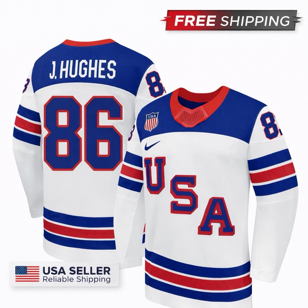Jack Hughes Team USA Winter Olympics 2026 Jersey White Hockey STITCHED