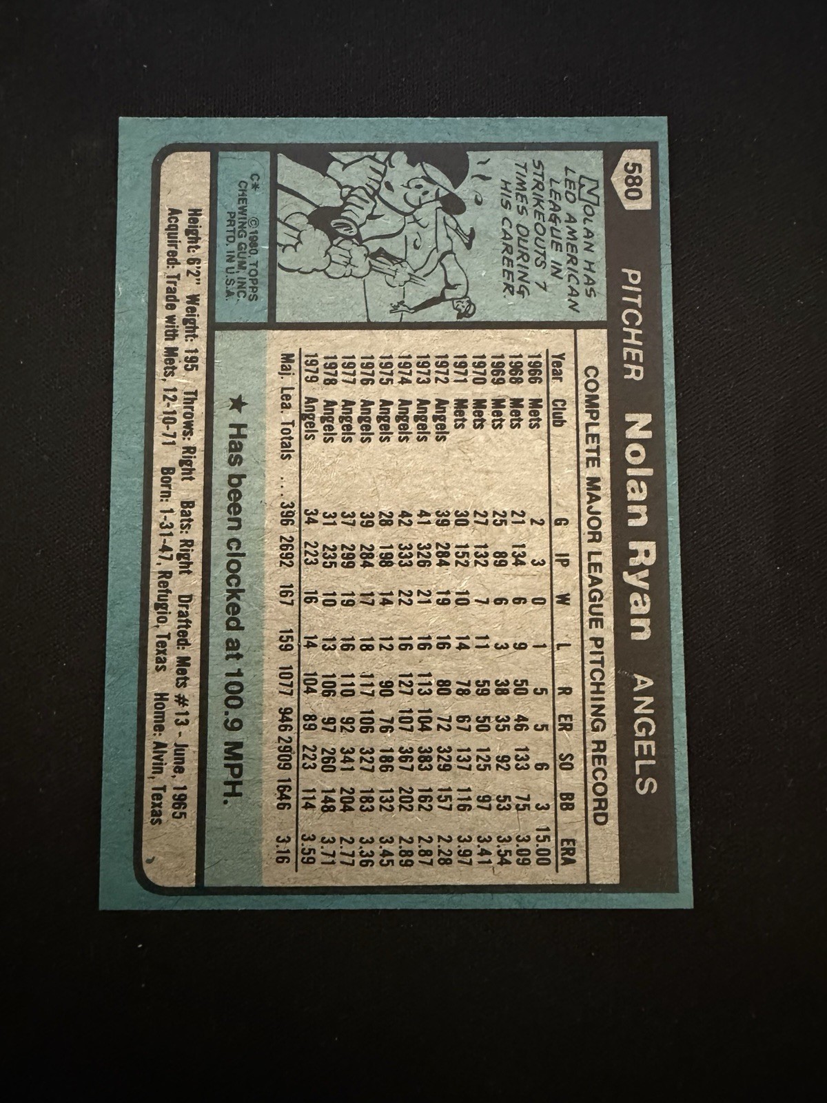1980 Topps – Nolan Ryan #580