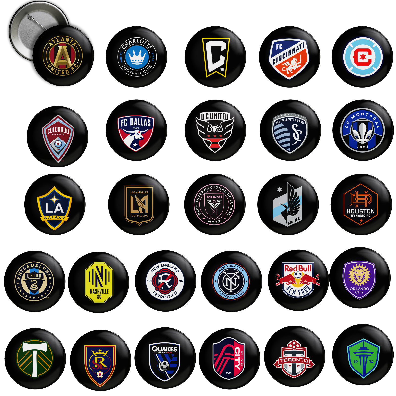 MLS Logo Collector Pin/Button 2.25″ FULL SET/ALL TEAMS, Football-Soccer – Gift