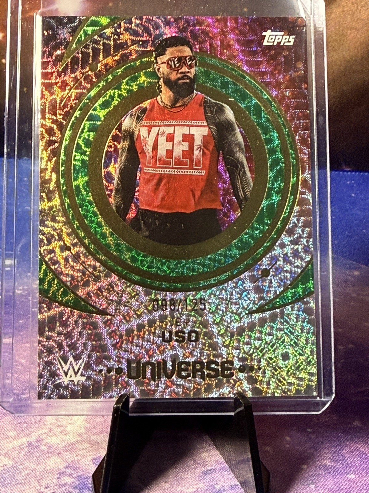 2025 Topps Universe WWE JEY USO #49 Green Electric /125