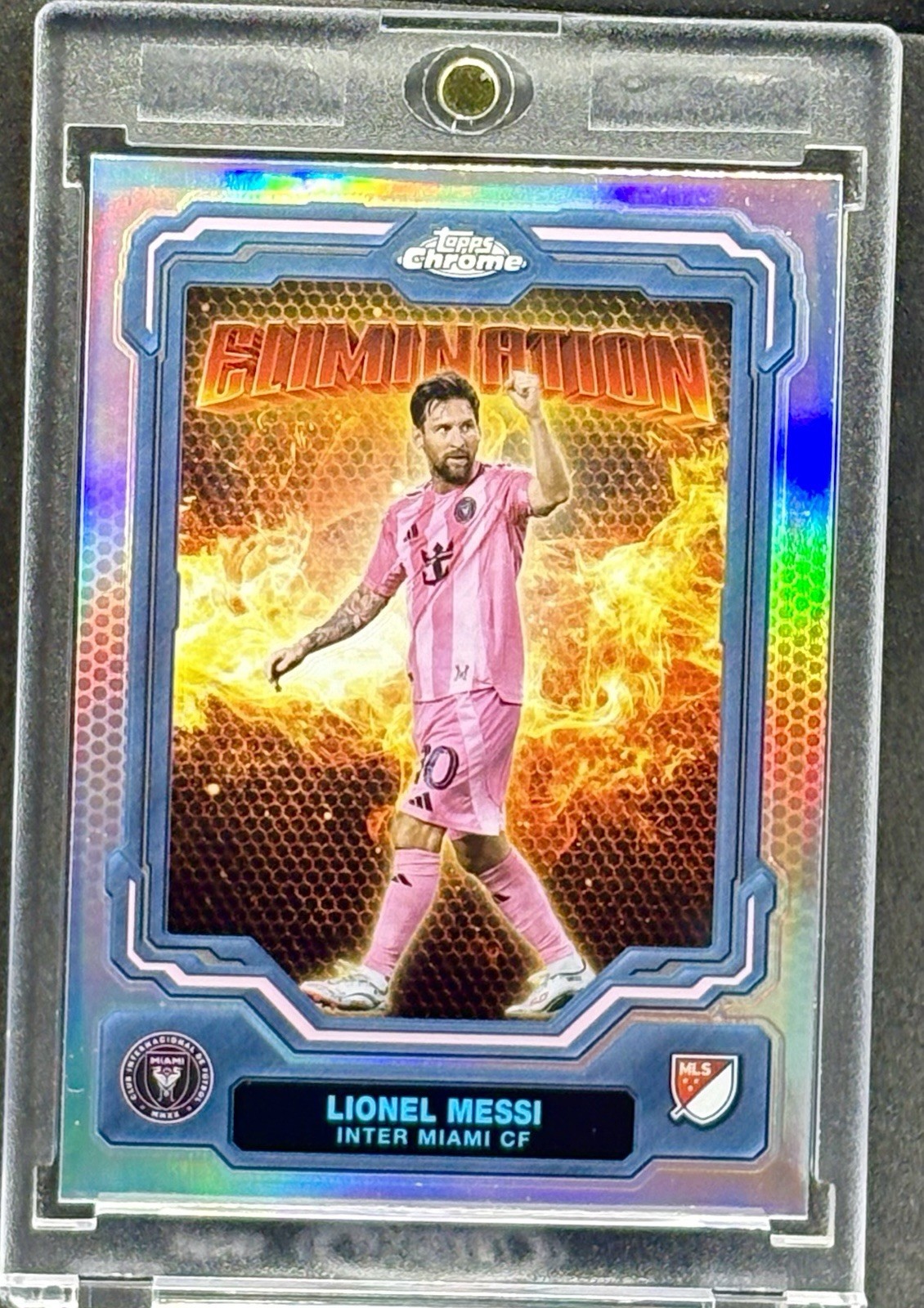 Lionel Messi FLAME REFRACTOR CHROME INTER MIAMI CARD