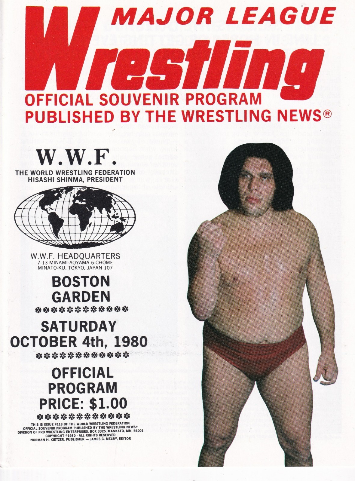 ML Wrestling 1980 at Boston Garden Andre The Giant vs Hulk Hogan – Mint!