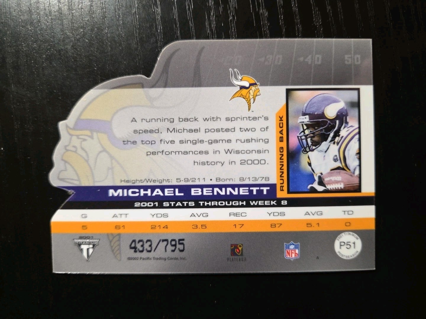 2001 Pacific Private Stock Titanium Michael Bennett Postseason /795 RC #P51
