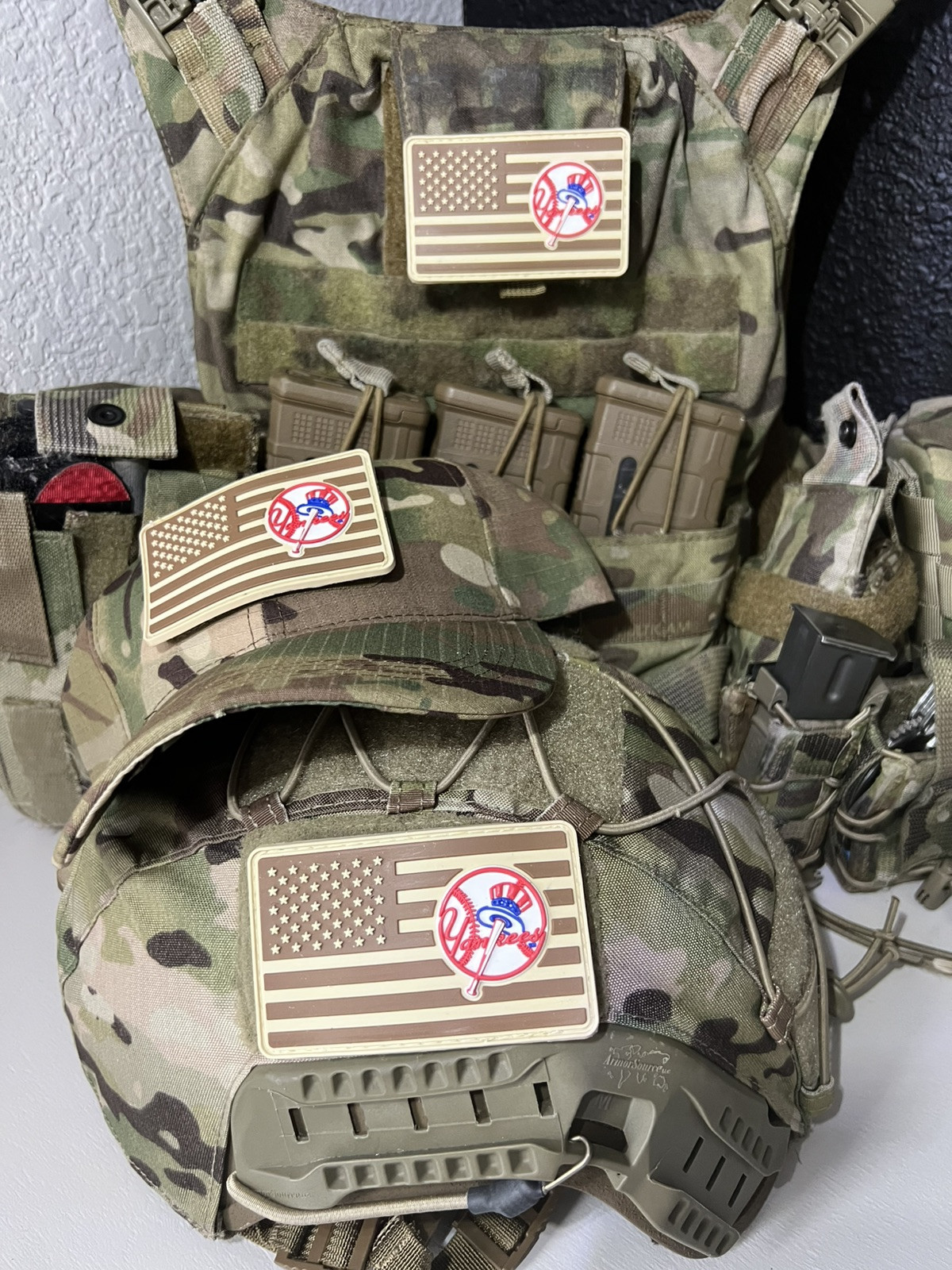 Military Combat American Flag New York Yankees PVC Patch W Vlcro