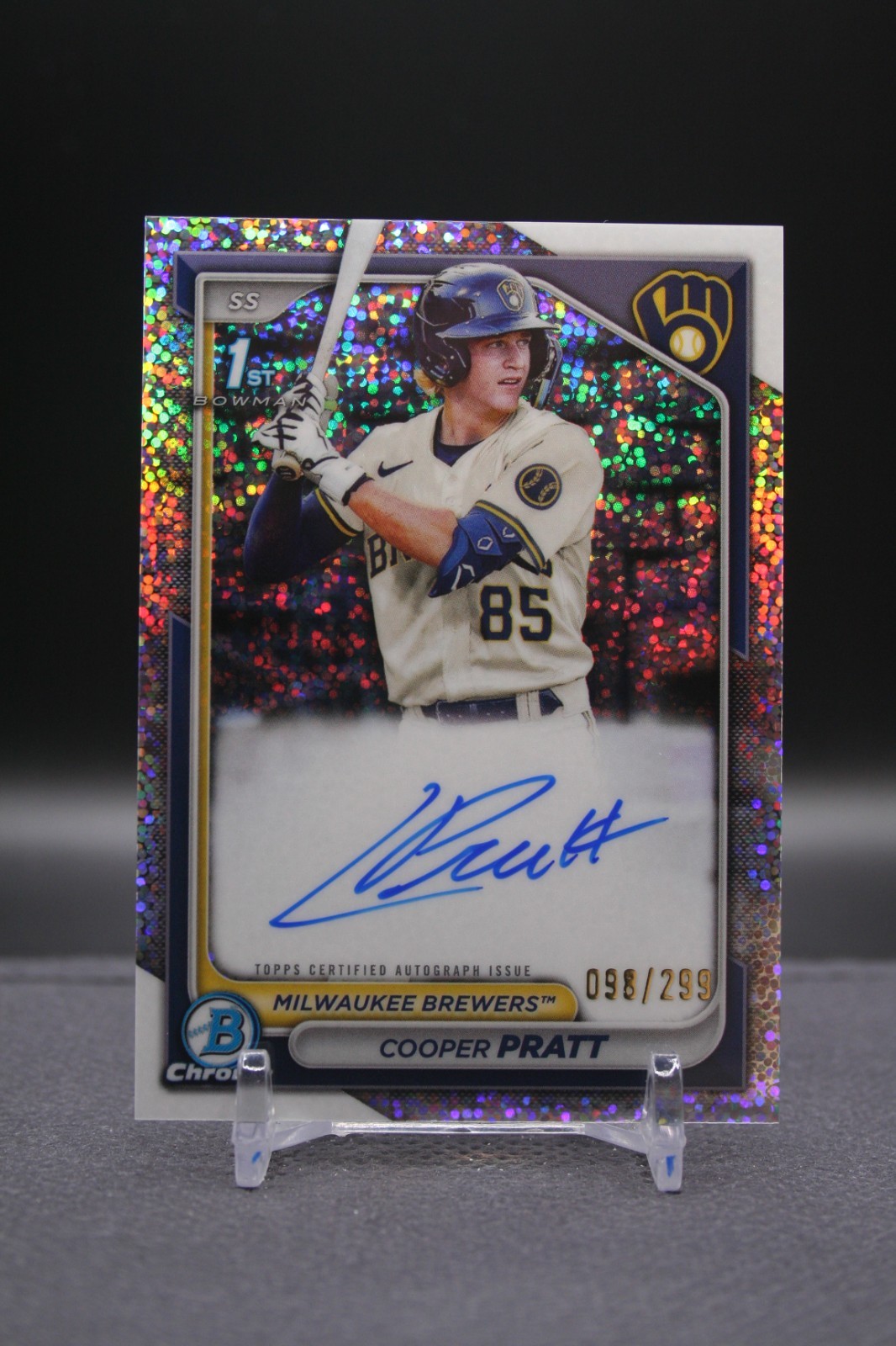 2024 Bowman | Cooper Pratt | 1st Bowman Speckle Refractor Auto /299 | Brewers