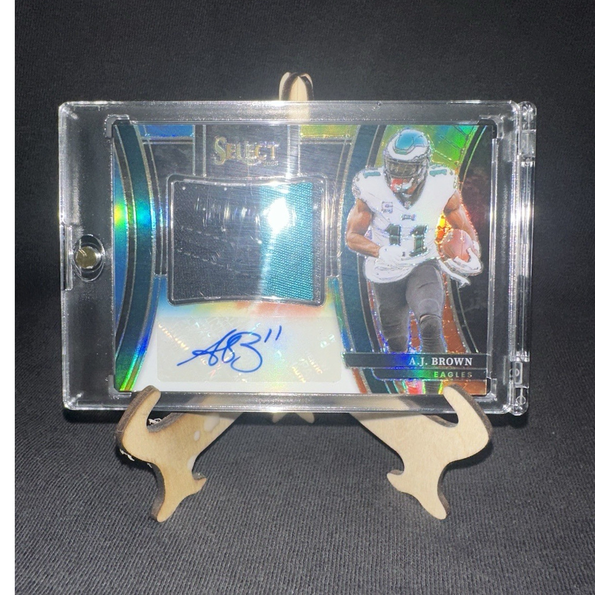 2023 Panini Select Jumbo Swatches A.J. Brown Tie-Dye Prizm /25 Auto Eagles