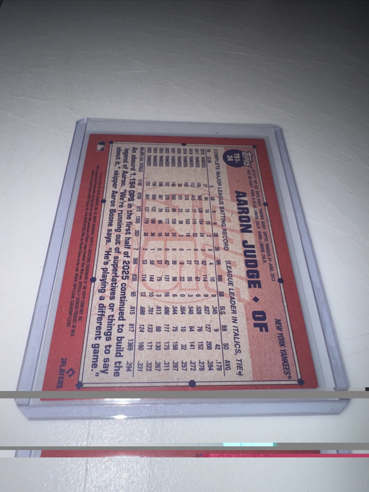 2026 Topps 1991 Throwback Aaron Judge Purple Parallel # T91-34