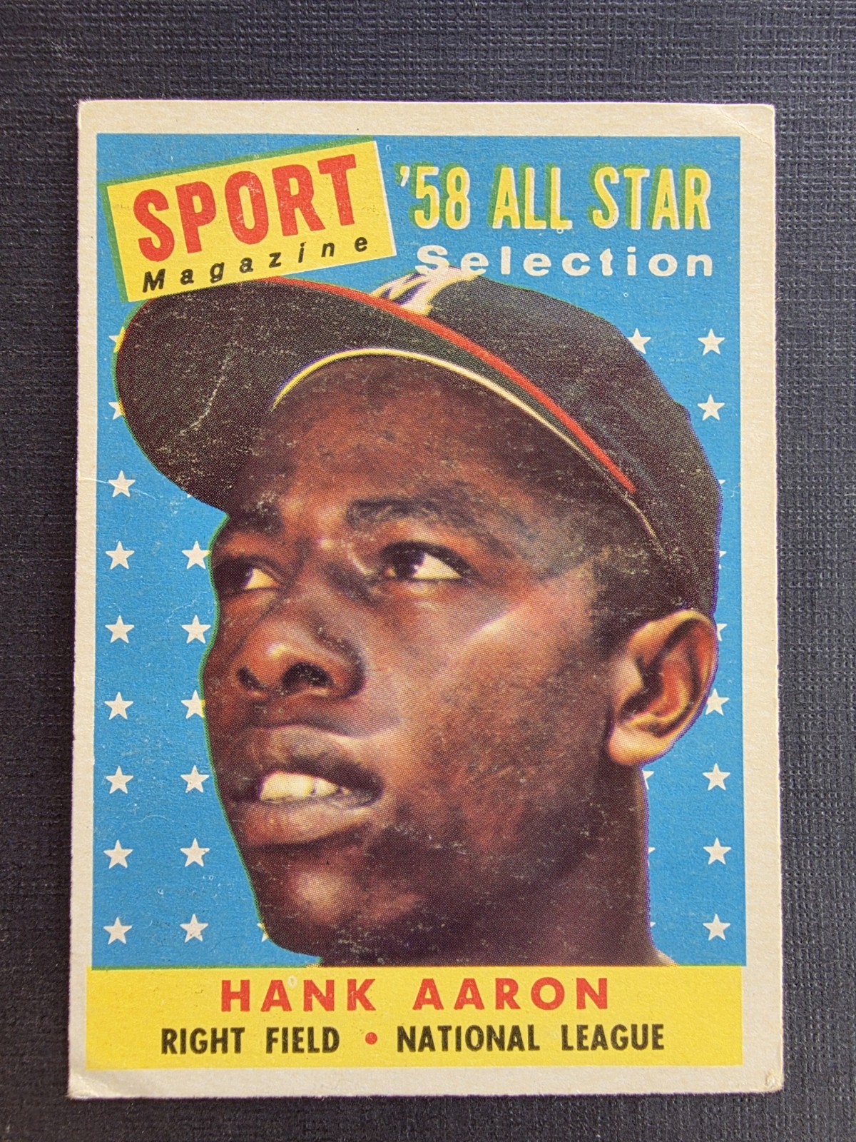 1958 Topps Hank Aaron All-Star #488 Sport Magazine Braves HOF VINTAGE RAW
