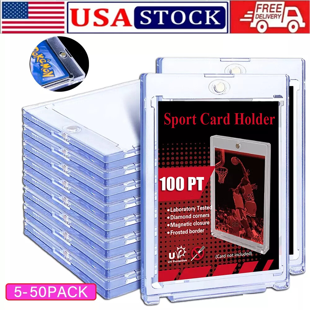 5-50 Pack Magnetic Trading Sports Card Holders 100PT One-Touch UV Protection US