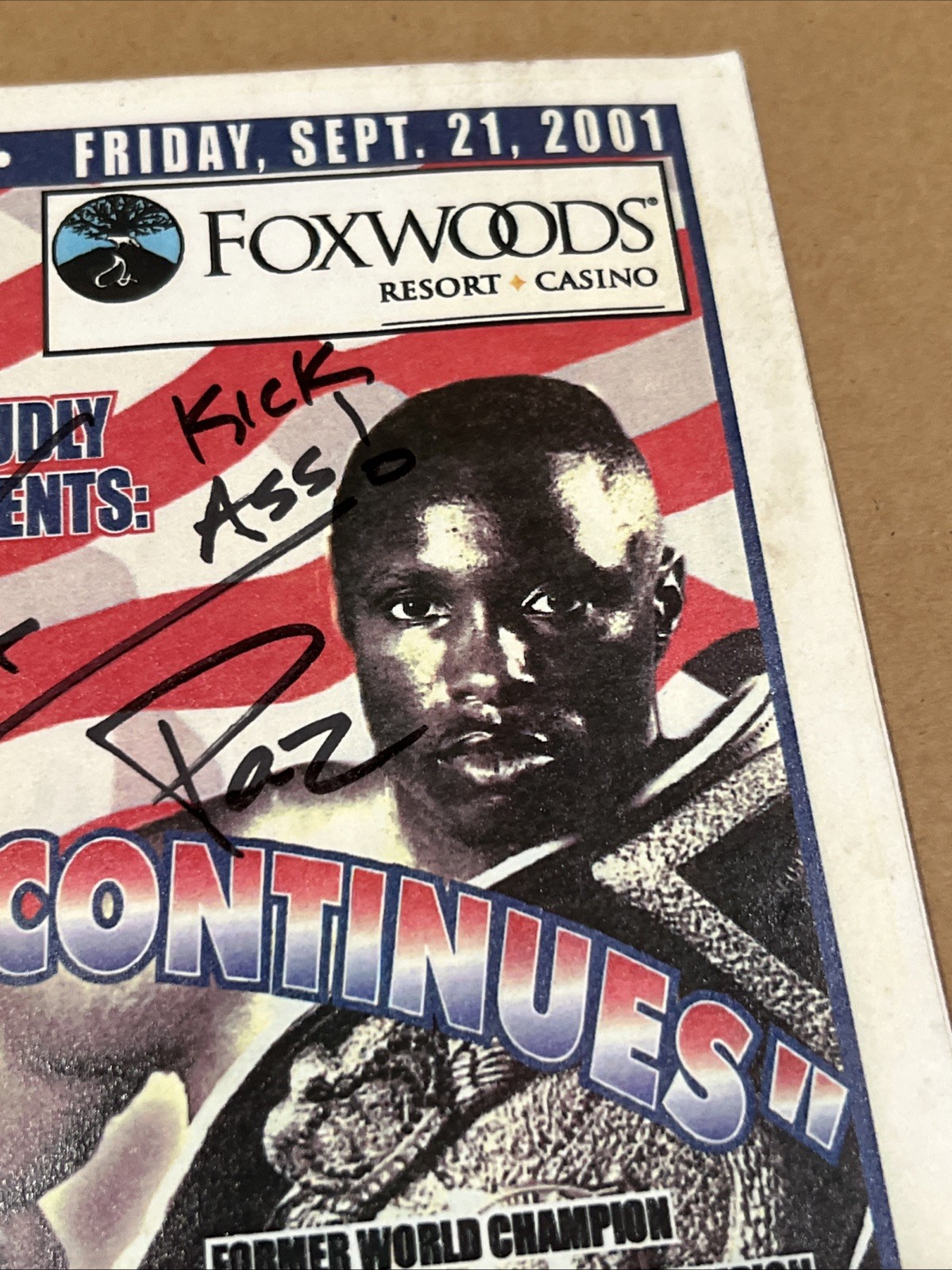 Vinny Paz Signed Autographed Official Foxwoods Boxing Program 9/21/01 2001