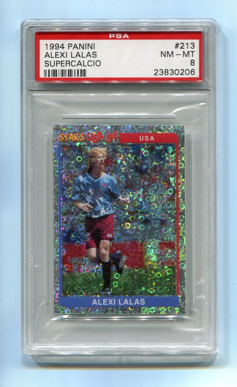 1994 Panini Supercalcio World Cup USA 94 213 Alexi Lalas PSA 8 Rookie RC Highest
