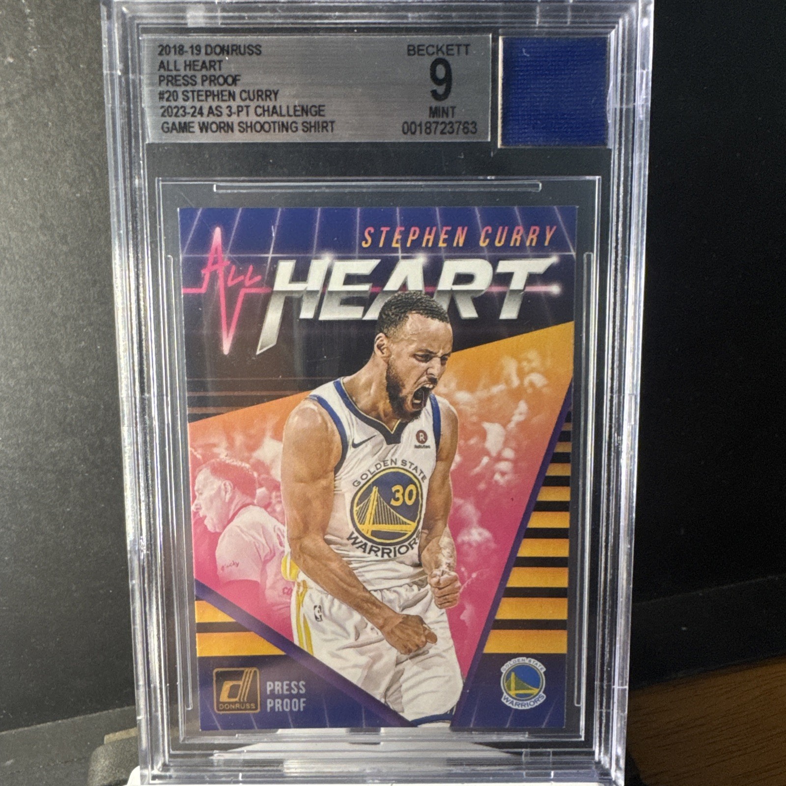 Stephen Curry 23-24 3-pt Challenge Patch 18-19 Panini Optic All Heart Card BGS 9